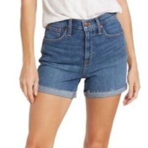 NWT Madewell Shorts High Rise Denim Cuffed Cut Off Shorts Lemoyne Wash Size 32